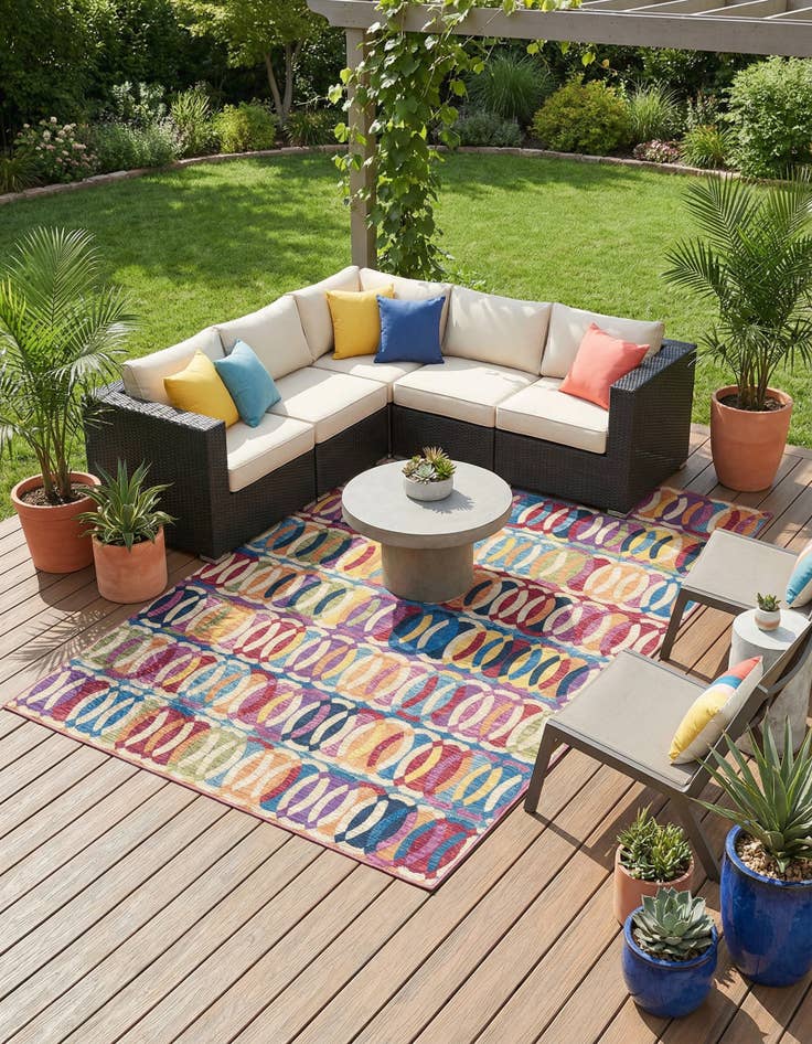 Detail image of 5' 3 x 8'  Washable Modern Indoor / Outdoor Rug