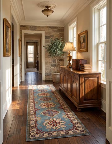 2' 9 x 9' 7 Hand Knotted Kazak Runner Rug