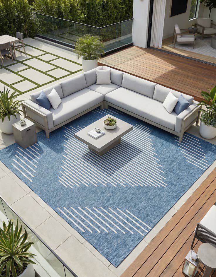 Detail image of 13' x 13' Easy-Clean Modern Indoor / Outdoor Square Rug