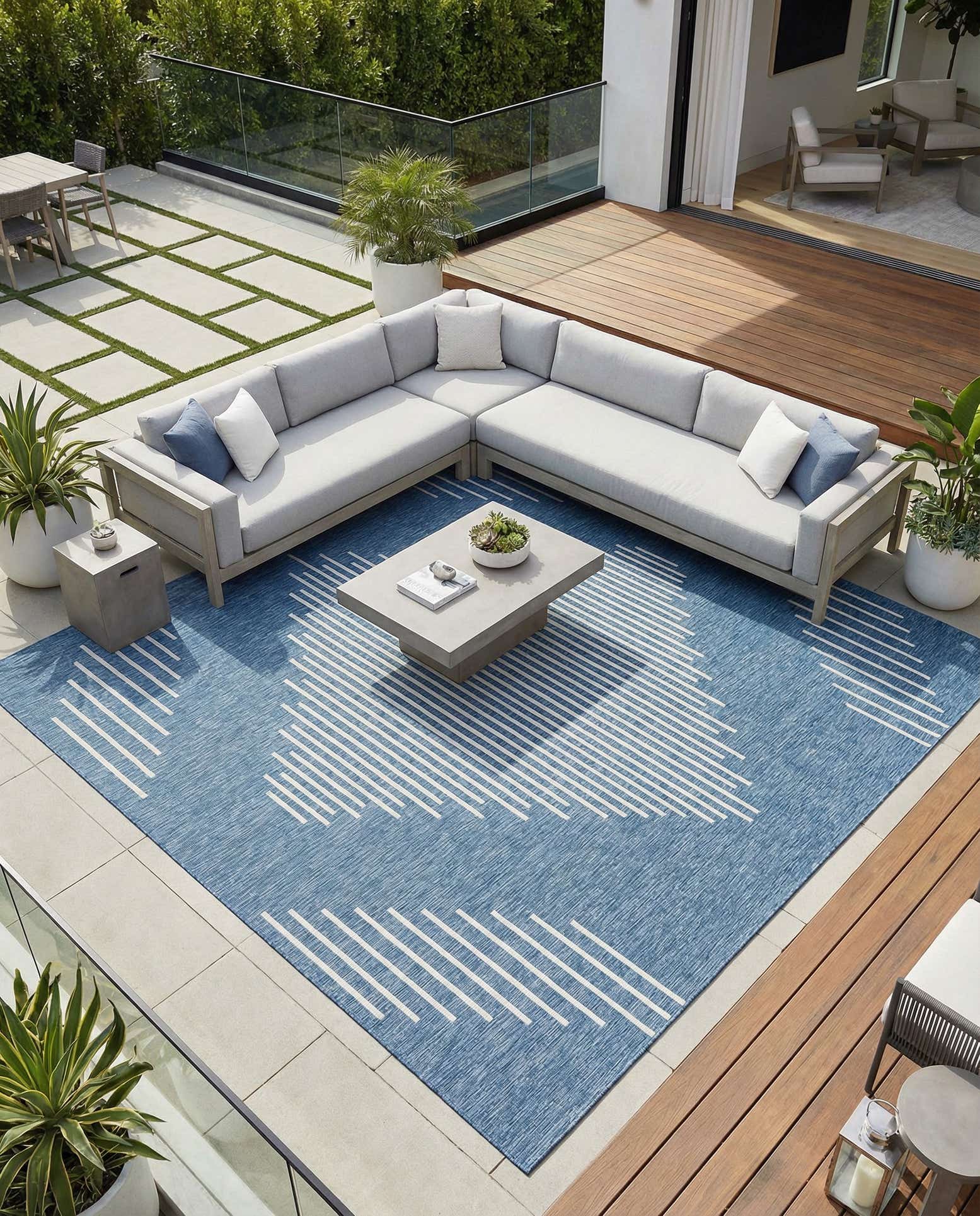 13' x 13' Easy-Clean Modern Indoor / Outdoor Square Rug
