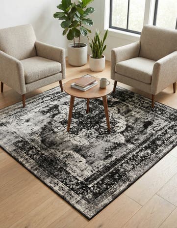 Black Monte Carlo Square Rug