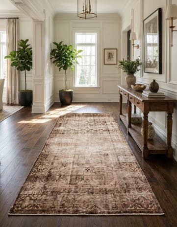 4' 9 x 9' 7 Hand Knotted Ultra Vintage Persian Wool Runner Rug