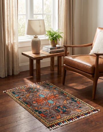 1' 4 x 2' 2 Hand Knotted Modern Ziegler Rug