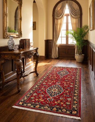 2' 9 x 6' 5 Hand Knotted Qom Persian Runner Rug