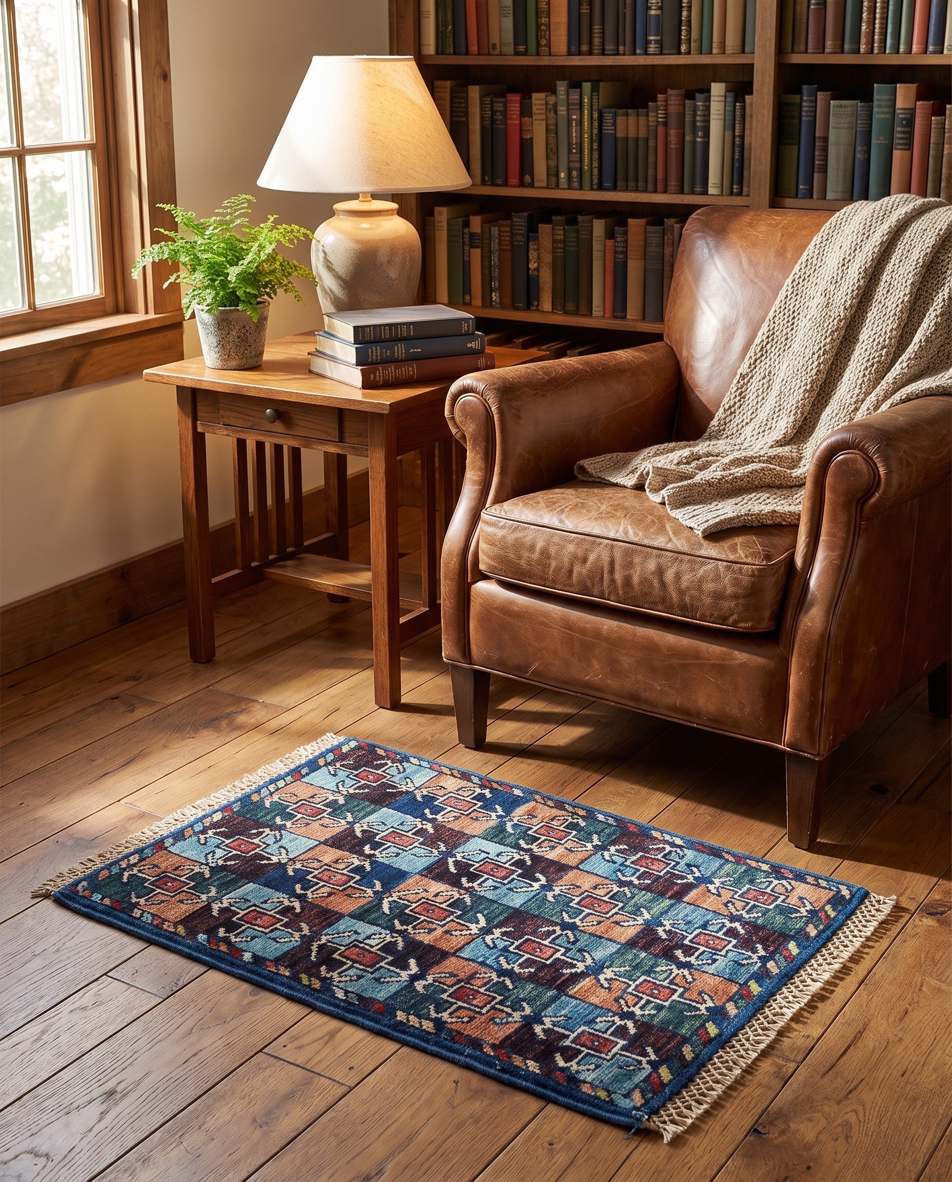 1' 4 x 2' Hand Knotted Ziegler Rug