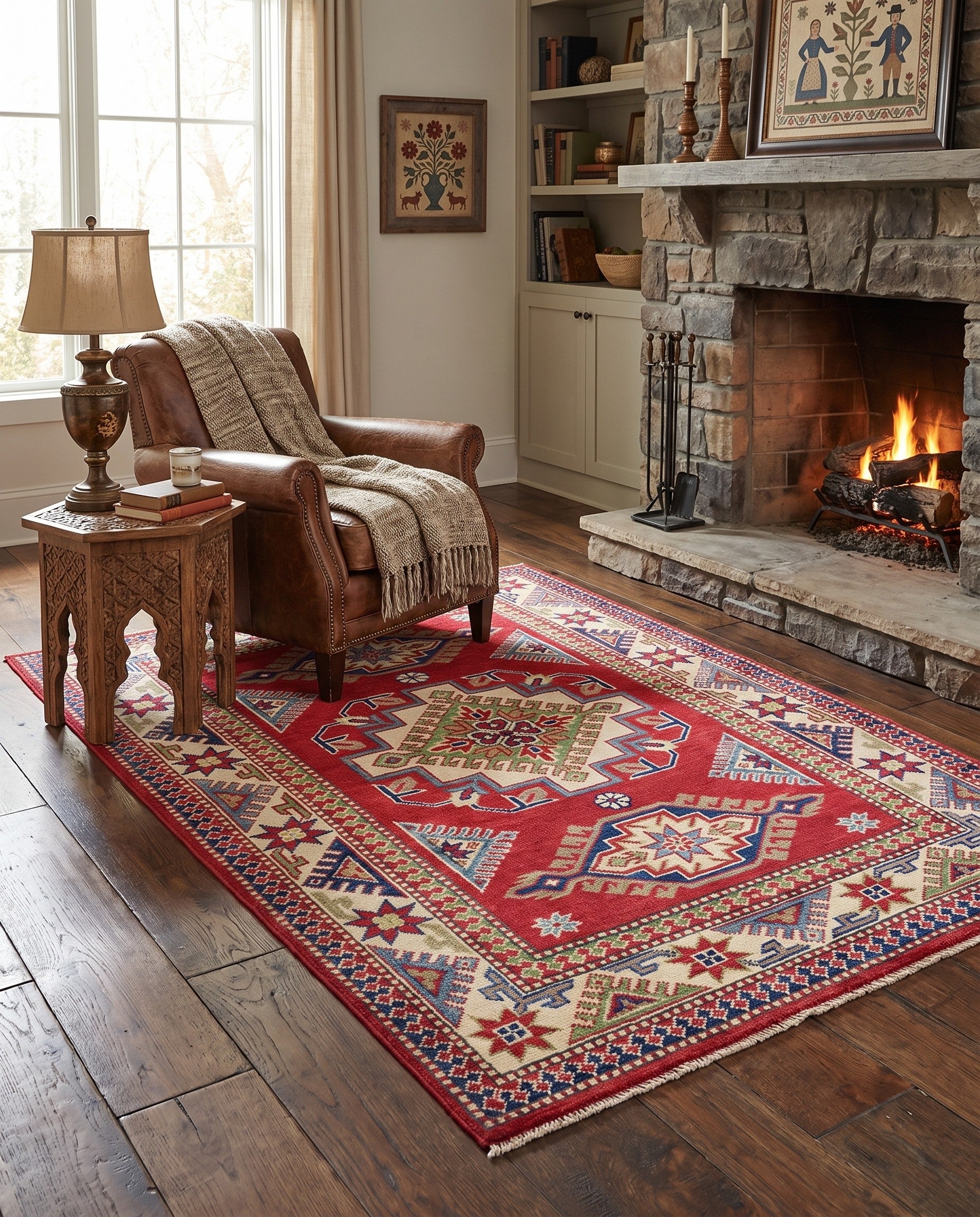 3' 6 x 4' 11 Hand Knotted Kazak Rug