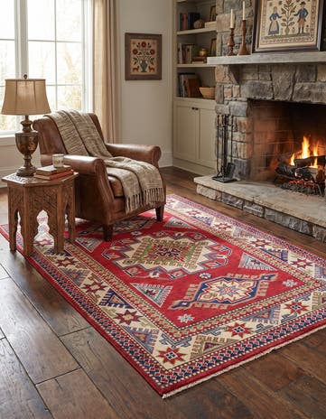 3' 6 x 4' 11 Hand Knotted Kazak Rug