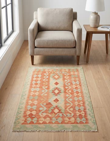 2' 8 x 4' 8 Hand Woven Kilim Waziri Wool Rug