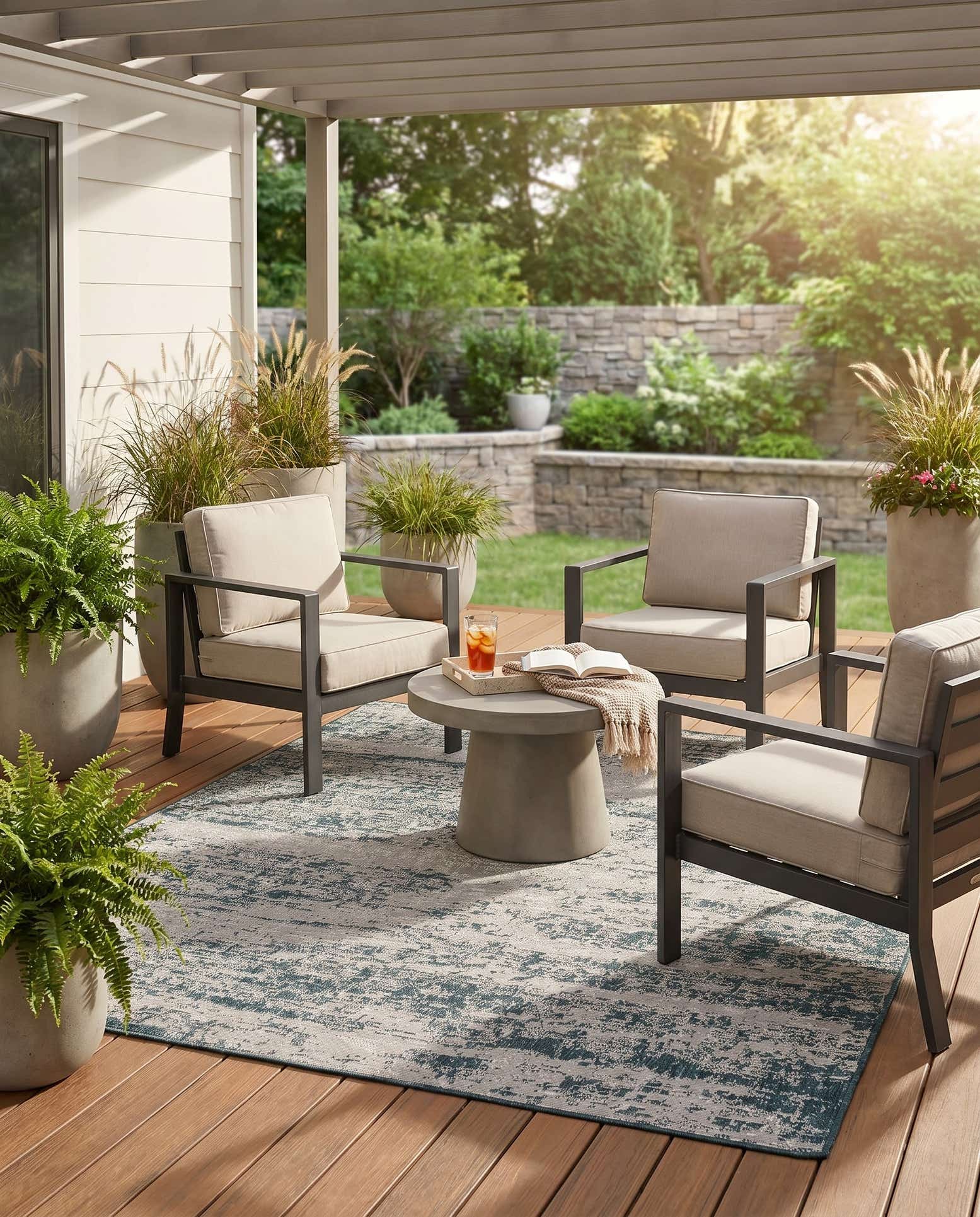 6' x 6' 10 Easy-Clean Modern Indoor / Outdoor Square Rug
