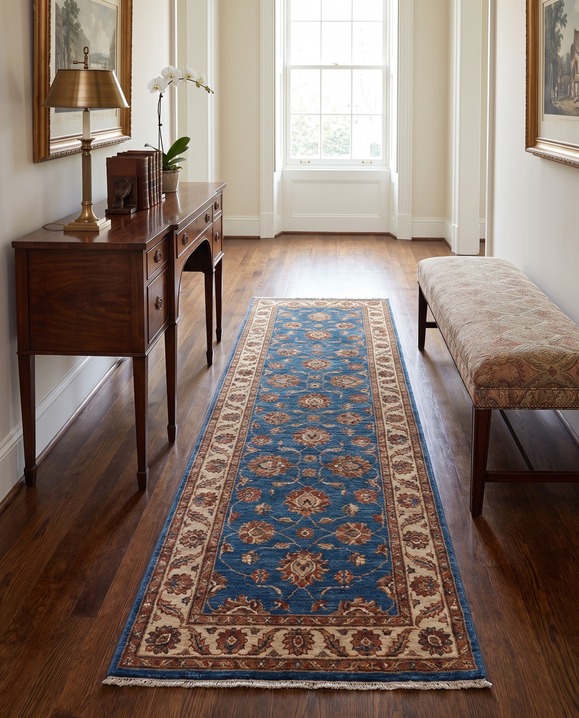 2' 9 x 8' 3 Hand Knotted Pershawar Ziegler Runner Rug