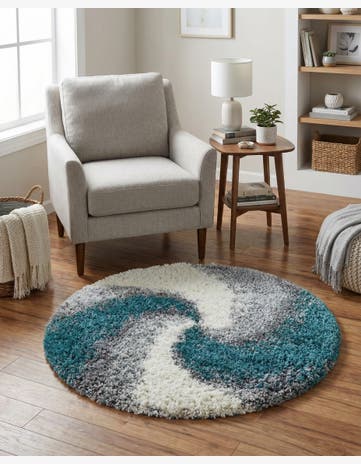 Turquoise Soft Touch Shag Round Rug