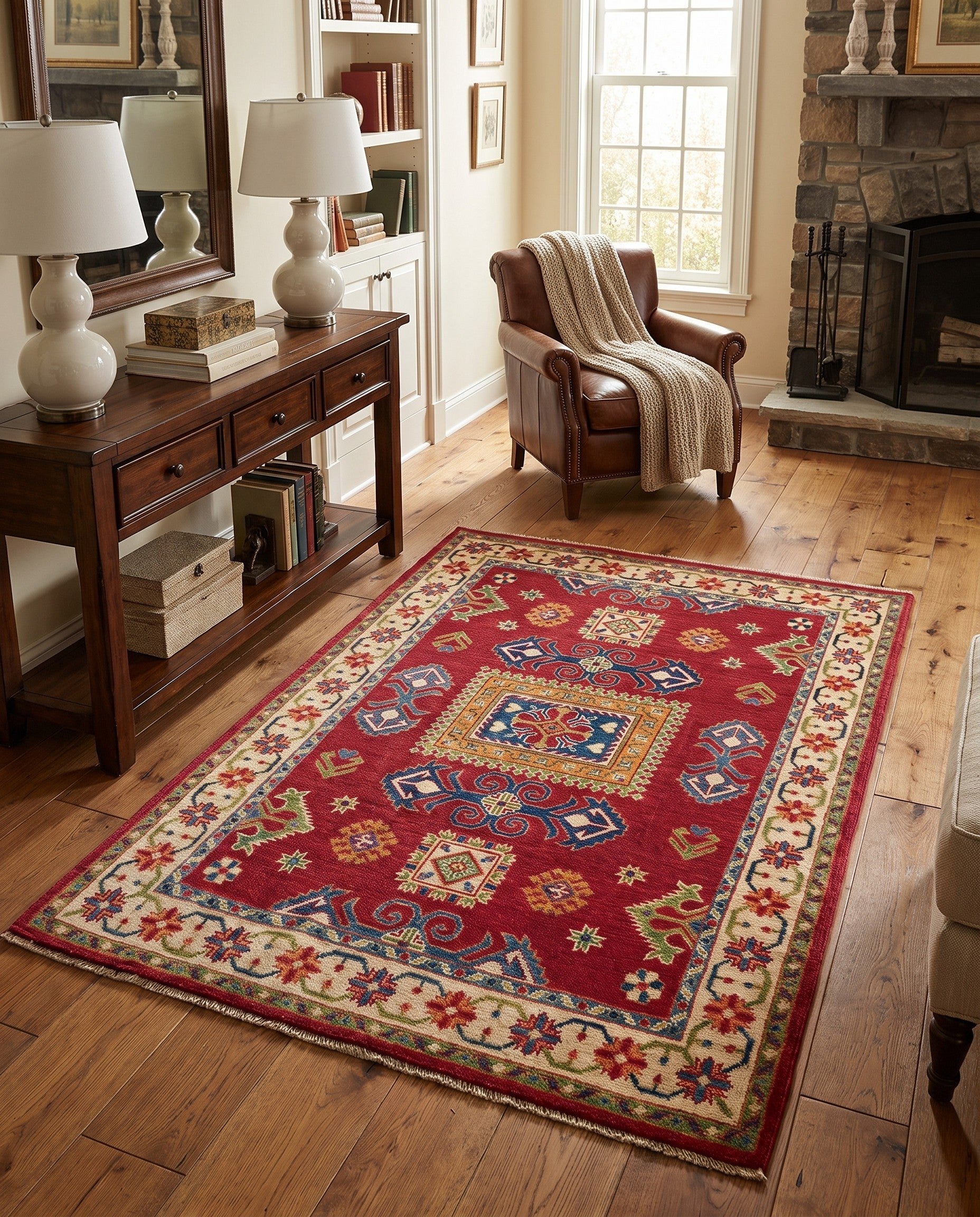125cm x 185cm Hand Knotted Kazak Rug
