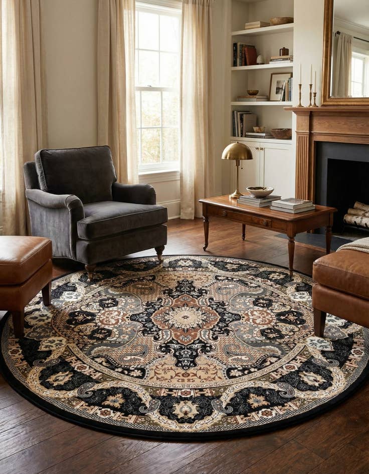 Detail image of 7' 10 x 7' 10 Nain Design Round Rug
