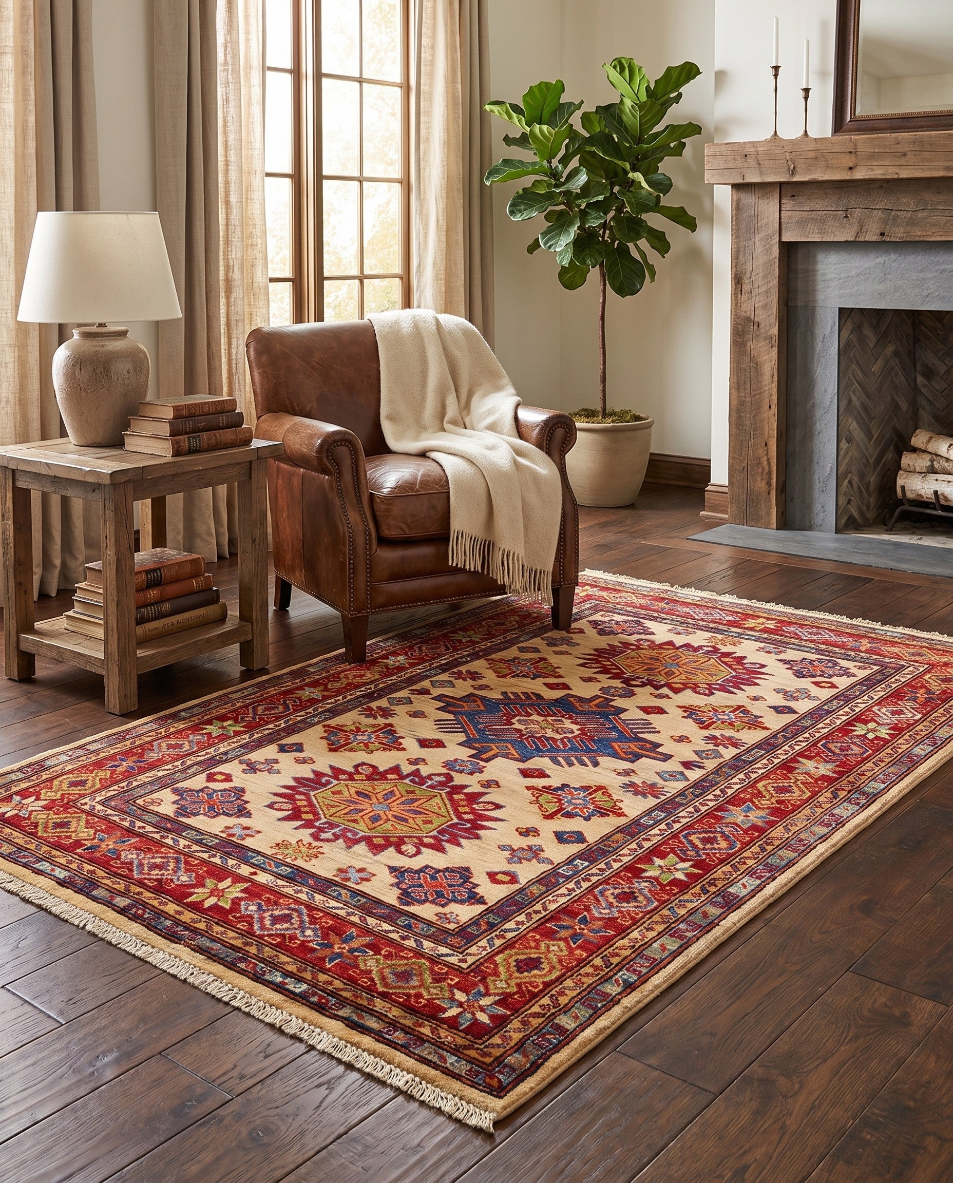 3' 5 x 5' Hand Knotted Kazak Rug