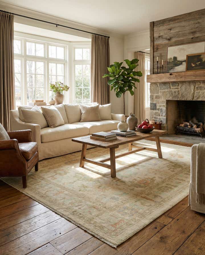 8' 2 x 9' 11 Hand Knotted Oushak Wool Rug