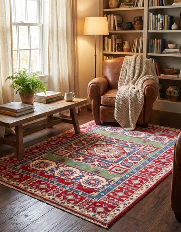 3' 5 x 5' Hand Knotted Kazak Rug
