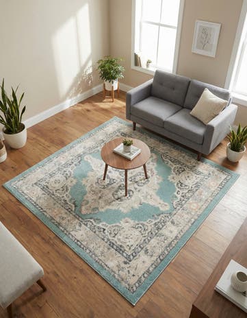 Aqua Parker Square Rug