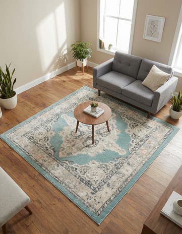 Aqua Parker Square Rug