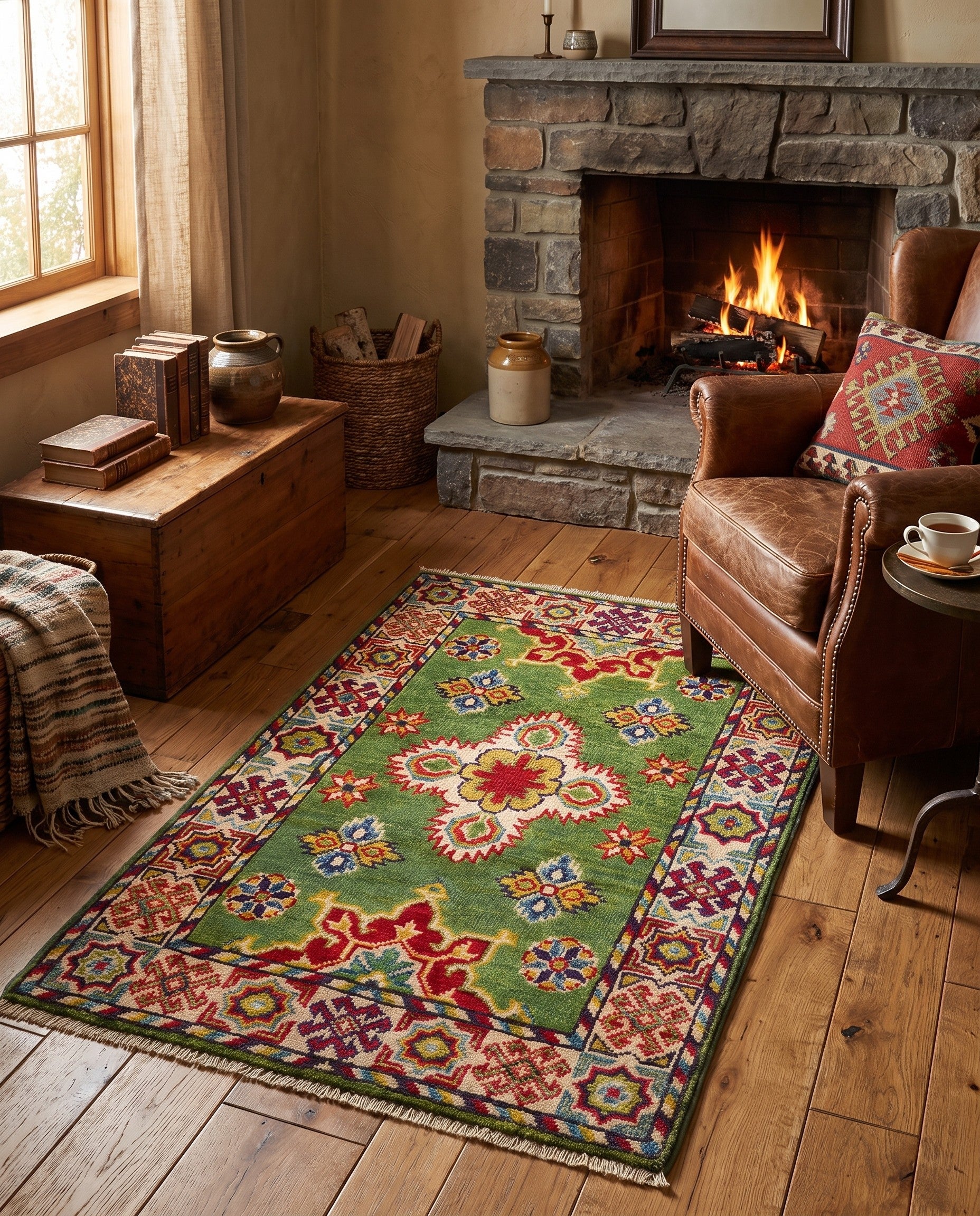 1' 11 x 3' 2 Hand Knotted Kazak Rug