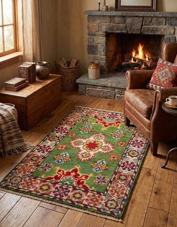 1' 11 x 3' 2 Hand Knotted Kazak Rug