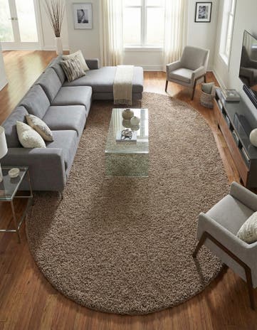 7' 10 x 10' Solid Shag Oval Rug