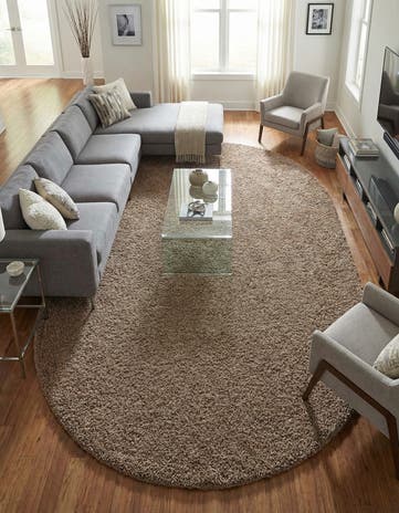 7' 10 x 10' Solid Shag Oval Rug
