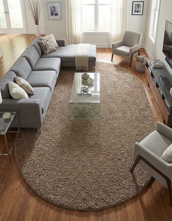 7' 10 x 10' Solid Shag Oval Rug