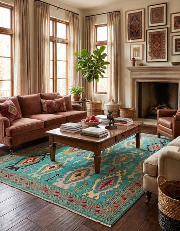 6' 8 x 9' 8 Hand Knotted Kazak Rug