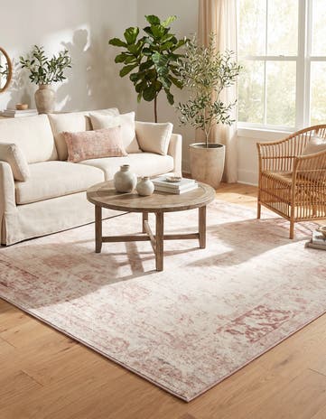Rose Pink and Ivory Monte Carlo Square Rug