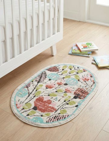 2' 2 x 3' 1 Flowers Whimsy Kids Oval Rug