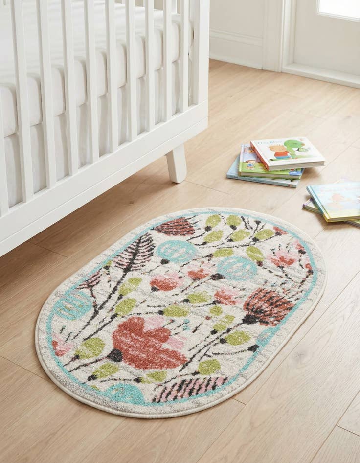 Detail image of 2' 2 x 3' 1 Flowers Whimsy Kids Oval Rug