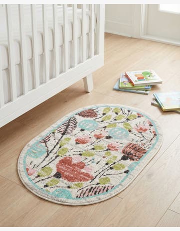 2' 2 x 3' 1 Flowers Whimsy Kids Oval Rug