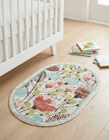 2' 2 x 3' 1 Flowers Whimsy Kids Oval Rug