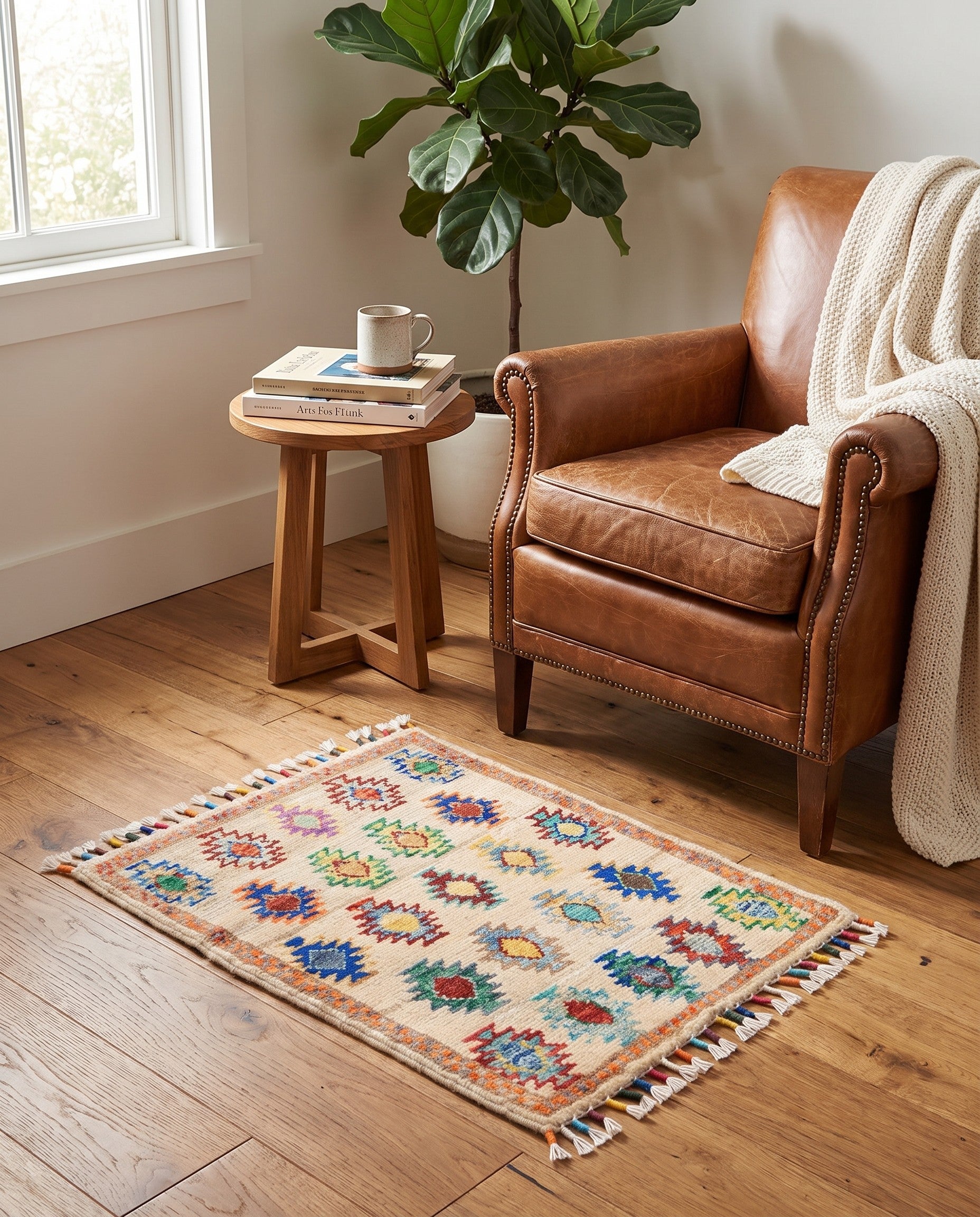 1' 5 x 1' 11 Hand Knotted Ziegler Rug