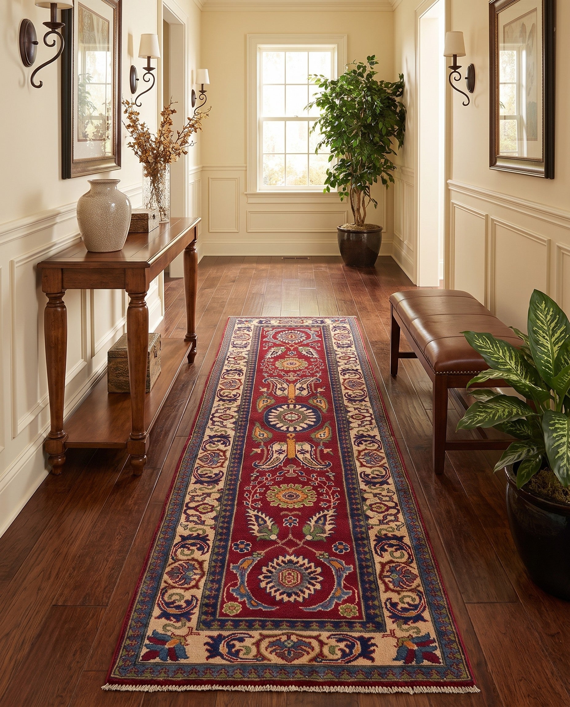 85cm x 300cm Hand Knotted Kazak Runner Rug
