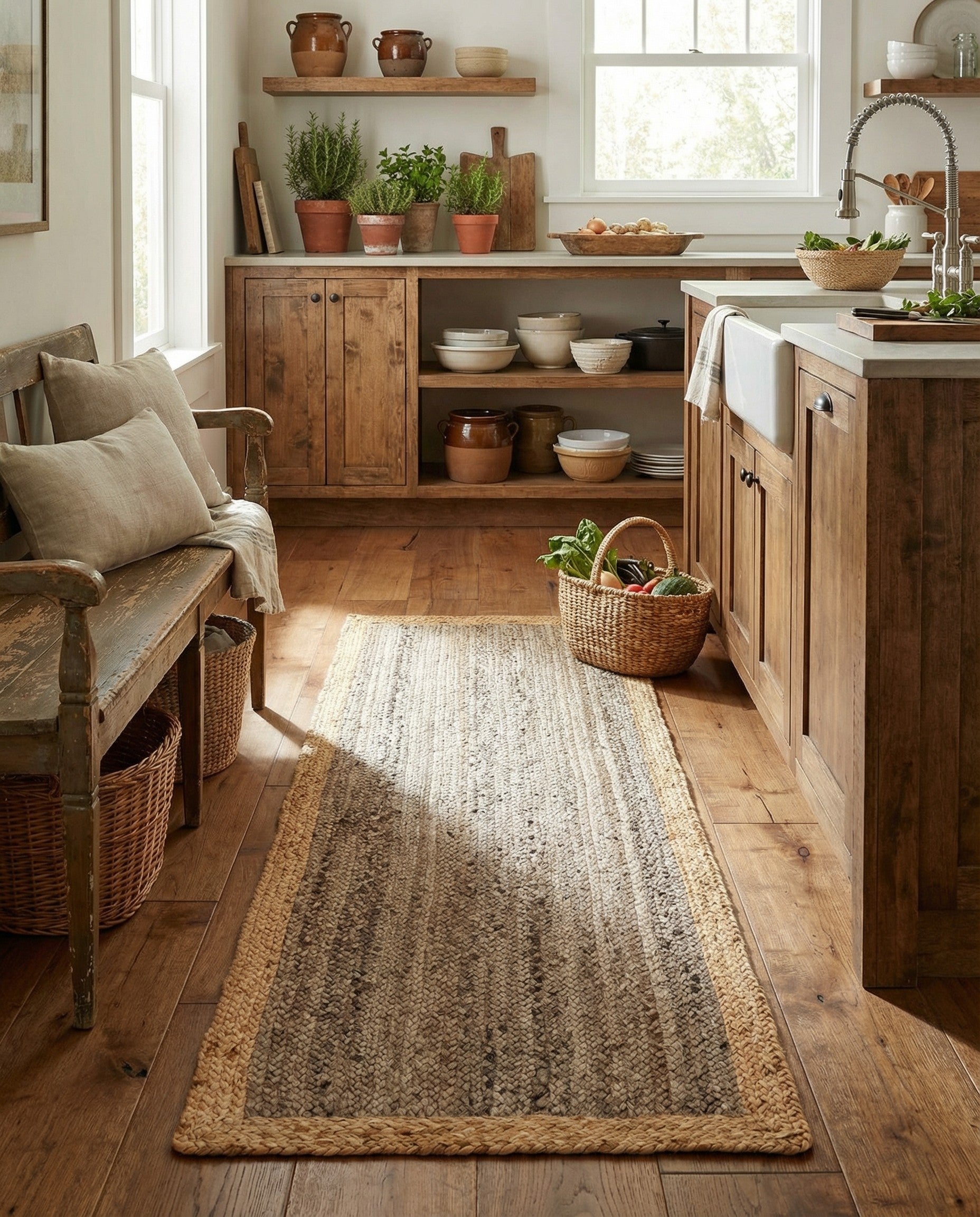 2' x 6' 1  Hand Braided Jute Runner Rug