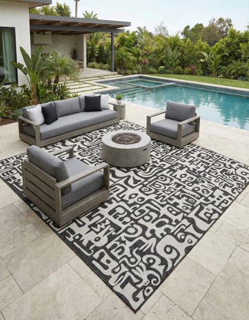 13' x 13' Easy-Clean Modern Indoor / Outdoor Square Rug