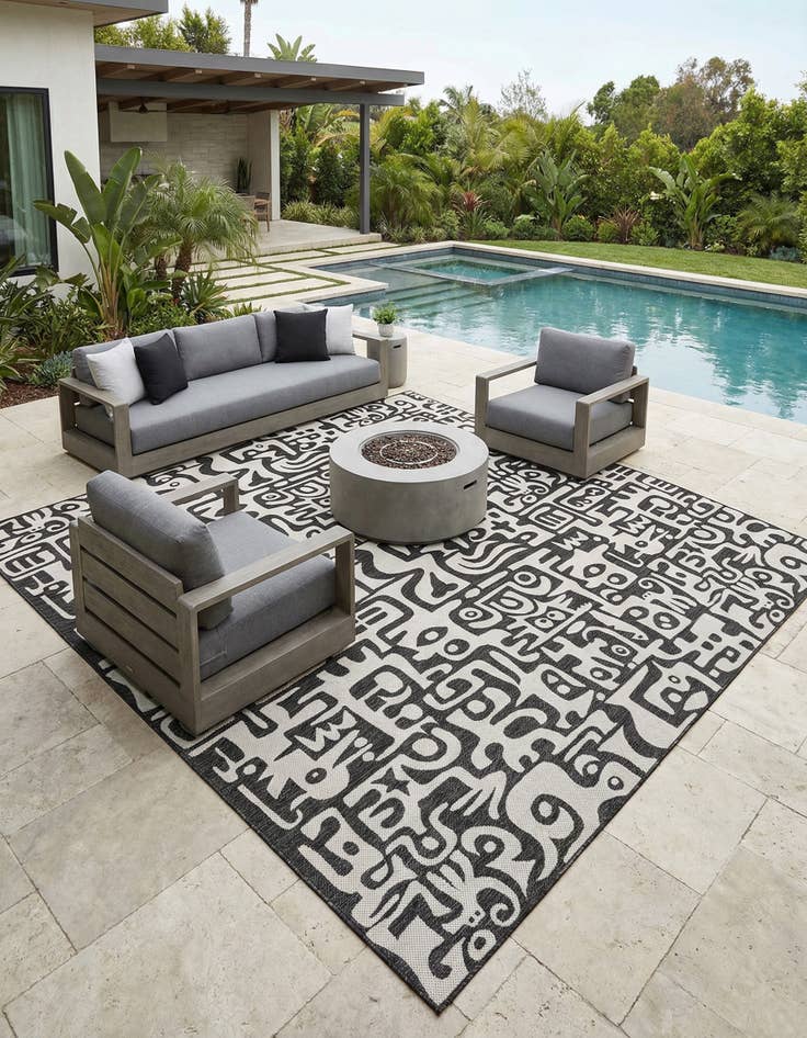 Detail image of 13' x 13'  Washable Modern Indoor / Outdoor Square Rug