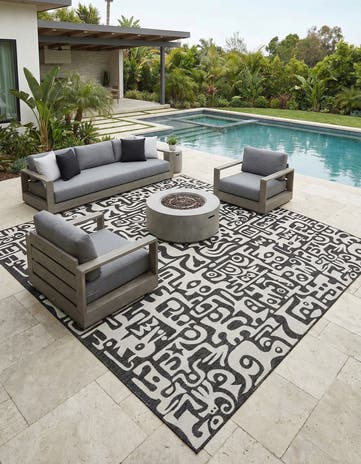13' x 13' Easy-Clean Modern Indoor / Outdoor Square Rug