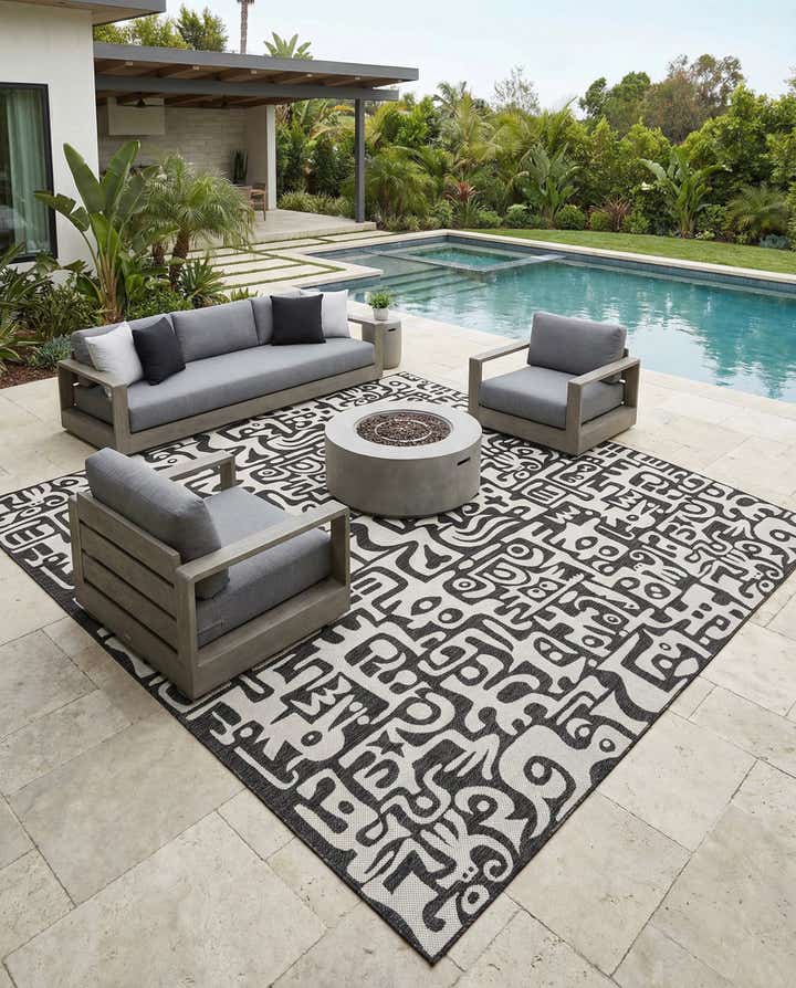 13' x 13' Easy-Clean Modern Indoor / Outdoor Square Rug