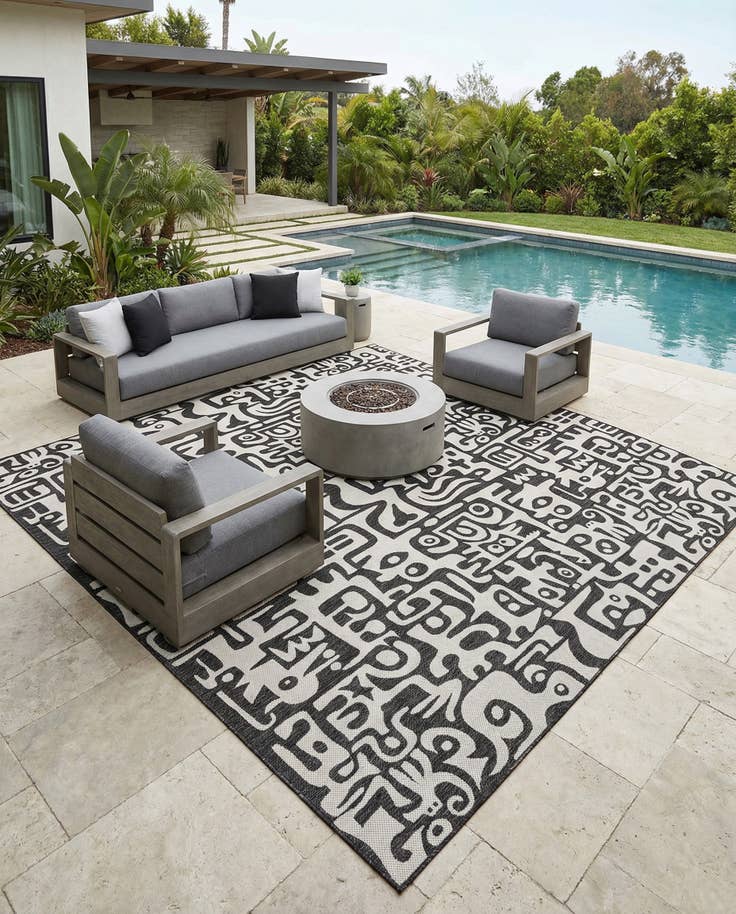Detail image of 13' x 13' Easy-Clean Modern Indoor / Outdoor Square Rug