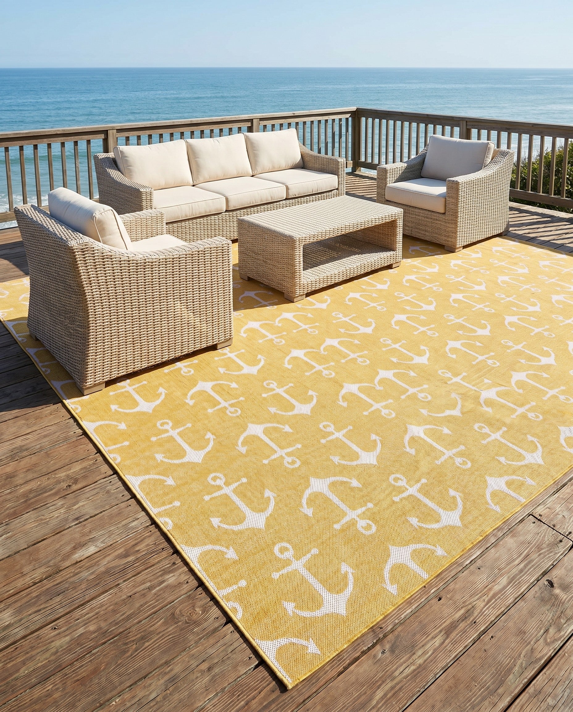 13' x 13' Easy-Clean Coastal Indoor / Outdoor Square Rug