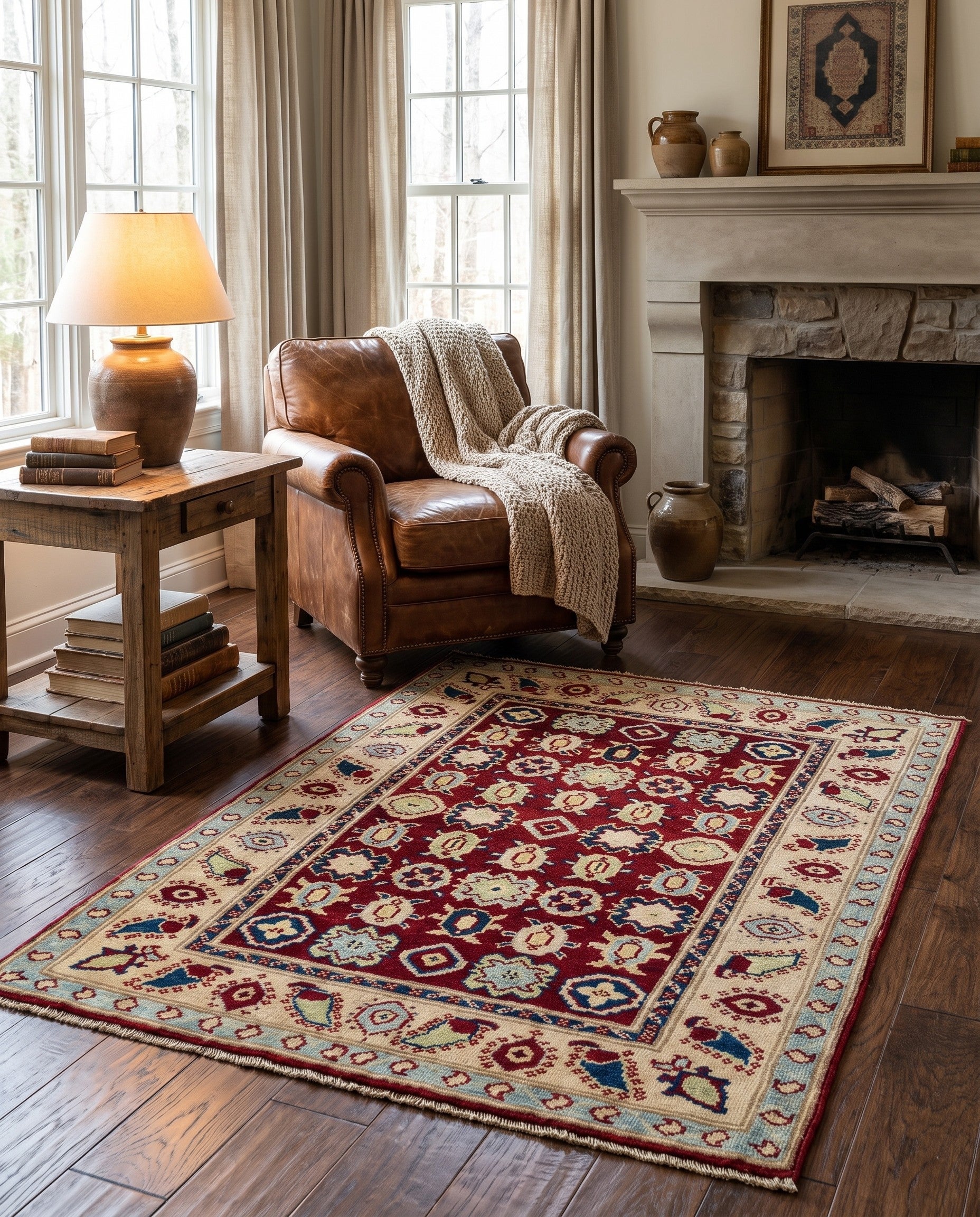 2' 11 x 3' 11 Hand Knotted Kazak Rug