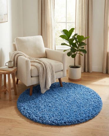  3' x 3' Solid Shag Round Rug
