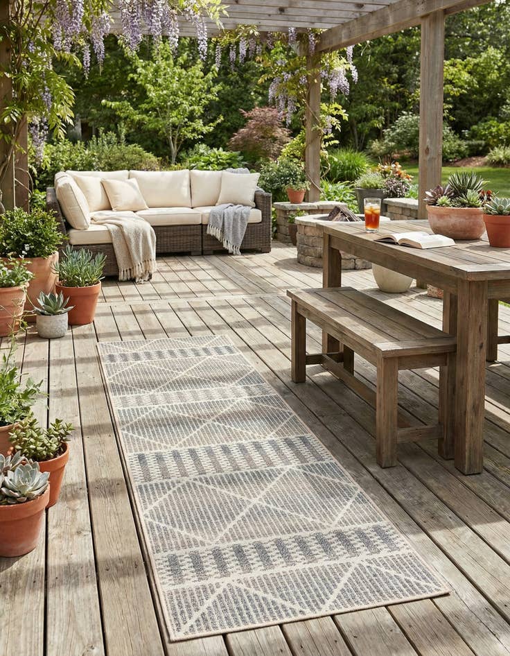 Detail image of 2' x 6' Washable Lattice Indoor / Outdoor Runner Rug