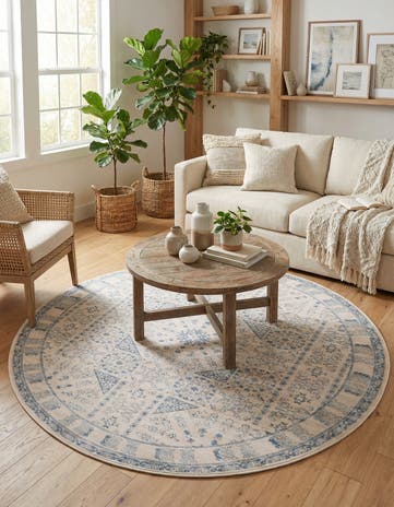 Beige Restoration Round Rug
