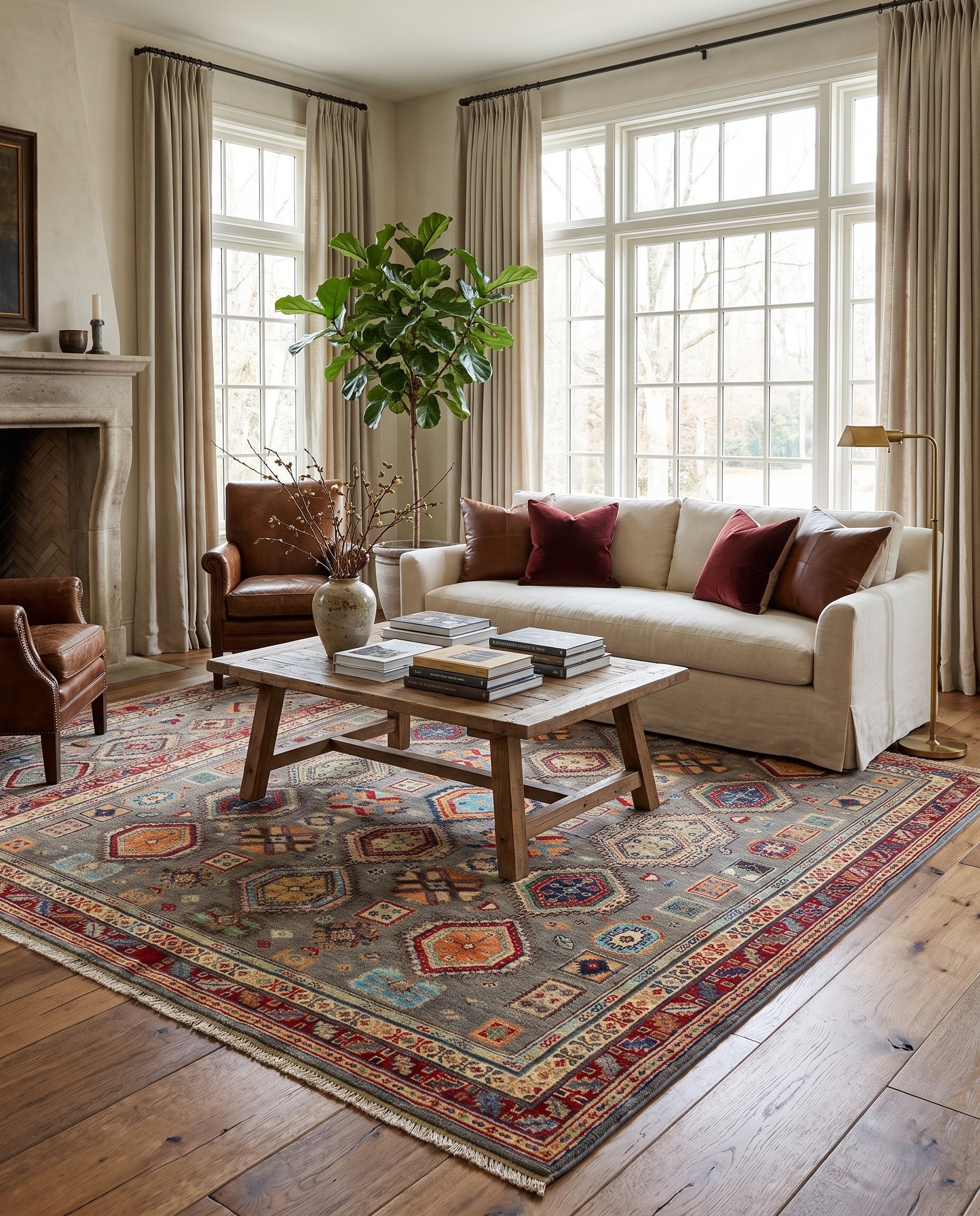 5' 7 x 8' 4 Hand Knotted Kazak Rug