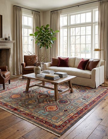 5' 7 x 8' 4 Hand Knotted Kazak Rug