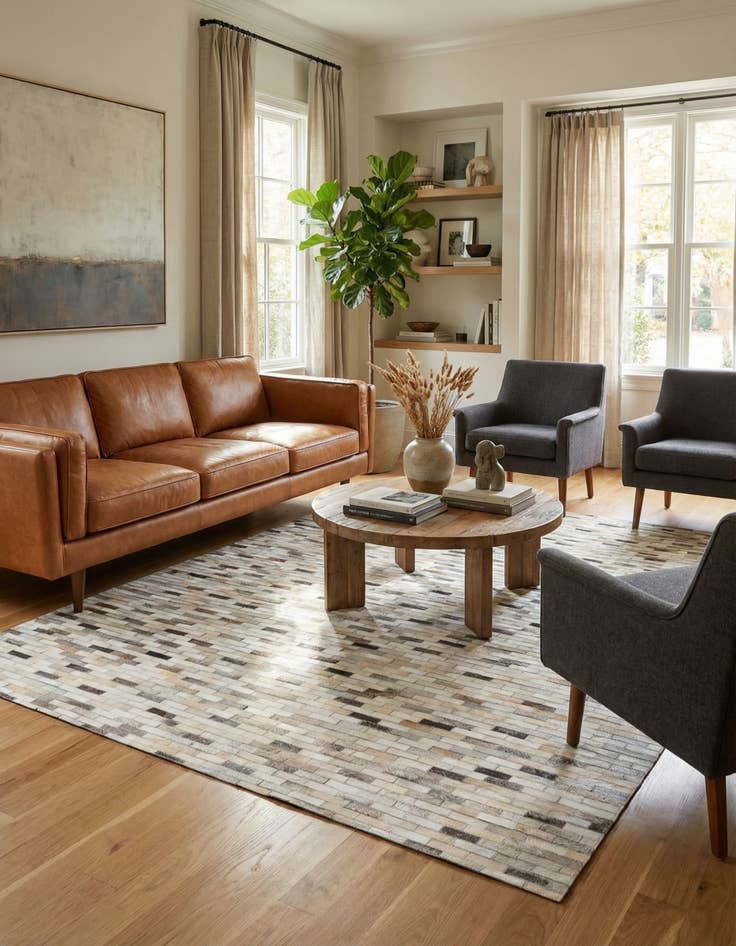 Detail image of 5' 8 x 7' 10 Cowhide Stocks Rug