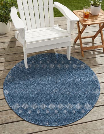 3' x 3' Easy-Clean Trellis Textured Indoor / Outdoor Round Rug